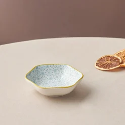 Karaca Floral Snack Schale, Blau, Hexagon, 10 cm