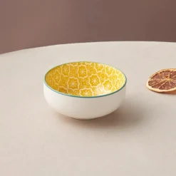 Karaca Floral Snack Schale, Gelb, Rund, 10 cm