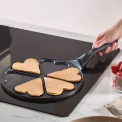 Karaca Fluffy Love Antihaft-Pfannkuchenpfanne mit Induktionskeramikbeschichtung, 26 cm, schwarz