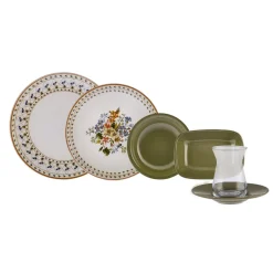 Karaca Foliage 25 Teile für 6 Personen Porzellan Frühstück/Service Set