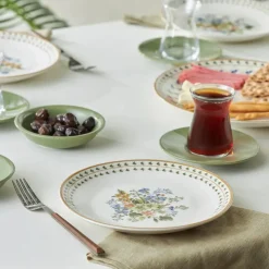 Karaca Foliage 25 Teile für 6 Personen Porzellan Frühstück/Service Set