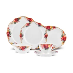 Karaca Forever Bone Amarose 26-teiliges Frühstücksset