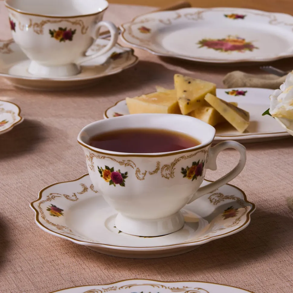 Karaca Forever Bone Antique Gold 26-teiliges Frühstücksset