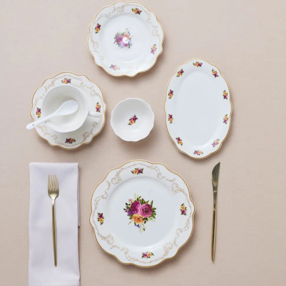 Karaca Forever Bone Antique Gold 26-teiliges Frühstücksset