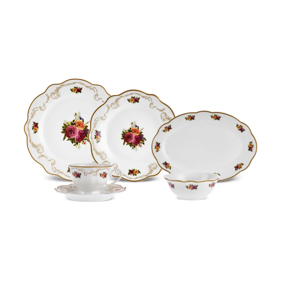 Karaca Forever Bone Antique Gold 26-teiliges Frühstücksset