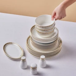 Karaca Forever Bone Bondi, 53-teiliges Tafelservice für 12 Personen