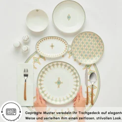 Karaca Forever Bone Dorothy, 53-teiliges Tafelservice für 12 Personen