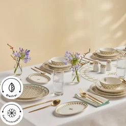 Karaca Forever Bone Dorothy, 53-teiliges Tafelservice für 12 Personen