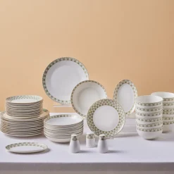 Karaca Forever Bone Emerald, 53-teiliges Tafelservice für 12 Personen