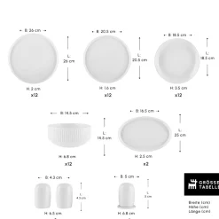 Karaca Forever Bone Pablito 53-Teiliges Tafelservice Für 12 Personen, Weiß