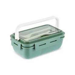 Karaca Fusca Lunchbox mit Gabel und Löffel Grün
