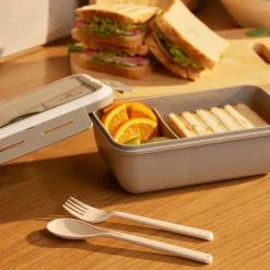 Karaca Fusca Lunchbox mit Gabel und Löffel Grau