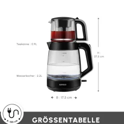 Karaca Glass Tea XL 2 in 1 Glas-Teemaschine Space Gray