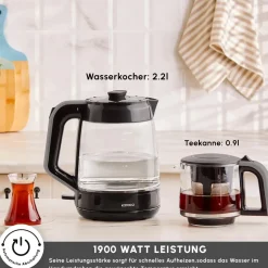 Karaca Glass Tea XL 2 in 1 Glas-Teemaschine Space Gray