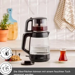 Karaca Glass Tea XL 2 in 1 Glas-Teemaschine Space Gray