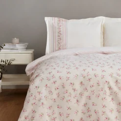 Karaca Glen Einzelbett Bettwäsche Set, 100% Baumwolle, Rosa