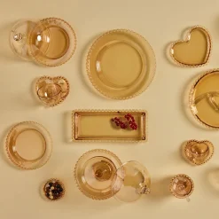 Karaca Glory Amber Glas-Zuckerdose, 17 cm