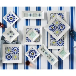 Karaca Gwen Blue 24-teiliges Frühstückssets und Servierschalen für 6 Personen