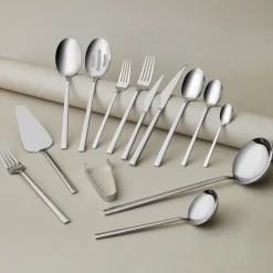 Karaca Halley 91-teiliges Edelstahl-Besteckset mit Servierbesteck für 12 Personen, Silber