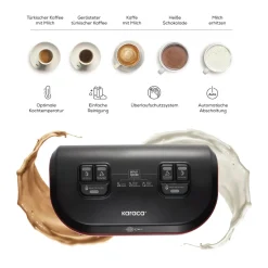 Karaca Hatır Hüps Duet Kaffeemaschine für türkischen Kaffee mit Milch Rot, 1400W