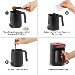 Karaca Hatır Kaffeemaschine mit Röstfunktion Rot, 535W