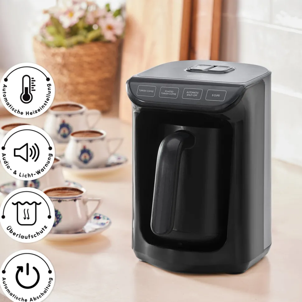 Karaca Hatır Kaffeemaschine mit Röstfunktion Shiny Black, 535 W