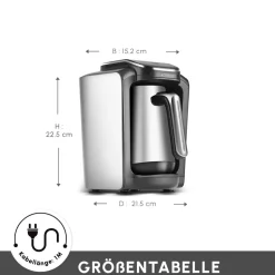 Karaca Hatır Neo Inox türkische Kaffeemaschine mit Edelstahl-Kanne