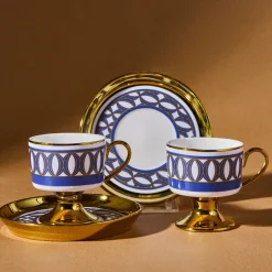 Karaca Hilal 4-teiliges Porzellan Türkisch-Kaffeetassen-Set, 85 ml, Mehrfarbig