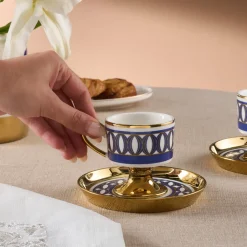 Karaca Hilal 4-teiliges Porzellan Türkisch-Kaffeetassen-Set, 85 ml, Mehrfarbig