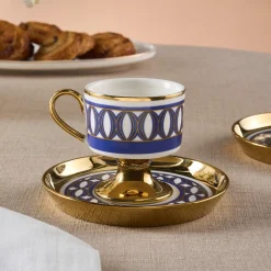 Karaca Hilal 4-teiliges Porzellan Türkisch-Kaffeetassen-Set, 85 ml, Mehrfarbig