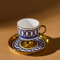 Karaca Hilal 4-teiliges Porzellan Türkisch-Kaffeetassen-Set, 85 ml, Mehrfarbig