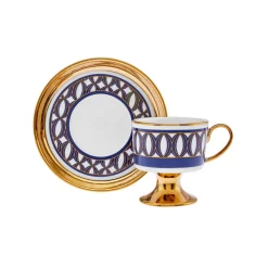 Karaca Hilal 4-teiliges Porzellan Türkisch-Kaffeetassen-Set, 85 ml, Mehrfarbig