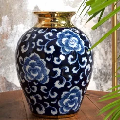 Karaca Home Blau Weiß Neva Vase 23 cm