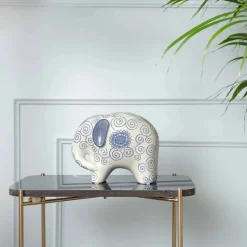 Karaca Home Blauer weißer Elefant Figur 21 cm x 16 cm