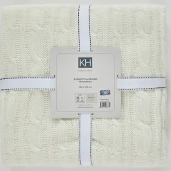 Karaca Home Bone Farbe Cable Knit Throw Öko-Tex Zertifiziert