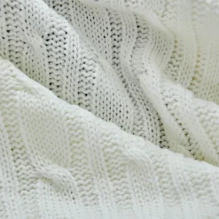 Karaca Home Bone Farbe Cable Knit Throw Öko-Tex Zertifiziert
