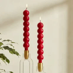 Karaca Home Buble Kerzenleuchter Kerze 2 Stück, Rot