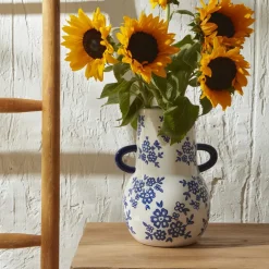 Karaca Home Cannes Vase Blau Weiß 20,8 x 17,4 x 26,8 cm