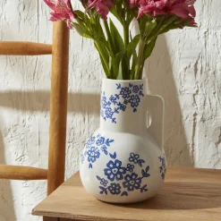 Karaca Home Cannes Vase Weiß Blau 16,7 x 16,7 x 22,9 cm