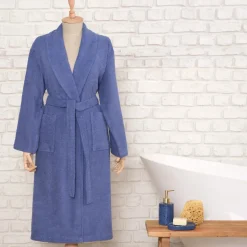 Karaca Home Daily Soft Frau Bademantel, 100% Baumwolle, Indigo, S/M