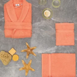 Karaca Home Daily Soft Lachs 100% Baumwolle Damen Bademantel S/M