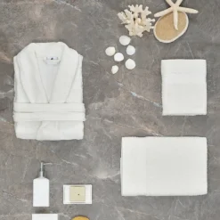 Karaca Home Daily Soft Offwhite 100% Baumwolle Herren Bademantel L/XL