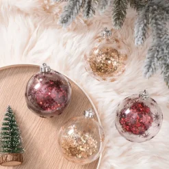 Karaca Home Glitzerkugel Christbaumschmuck, 4er Set, 8 cm