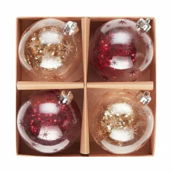Karaca Home Glitzerkugel Christbaumschmuck, 4er Set, 8 cm