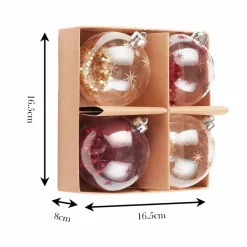 Karaca Home Glitzerkugel Christbaumschmuck, 4er Set, 8 cm