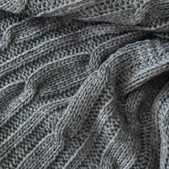 Karaca Home Grey Cable Knit Throw Öko-Tex Zertifiziert