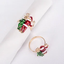 Karaca Home Hirsch und Weihnachtsmann 2 Stück Serviettenring