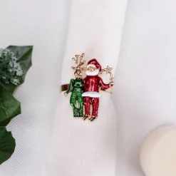 Karaca Home Hirsch und Weihnachtsmann 2 Stück Serviettenring