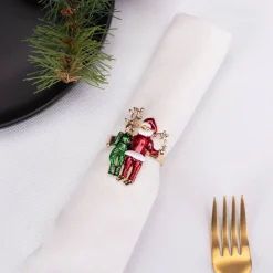 Karaca Home Hirsch und Weihnachtsmann 2 Stück Serviettenring