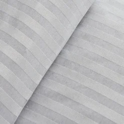 Karaca Home Josef Satin Doppel-Bettbezug Set Gestreift Grau